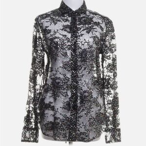 Black Sheer lace and multicolored star Blouse